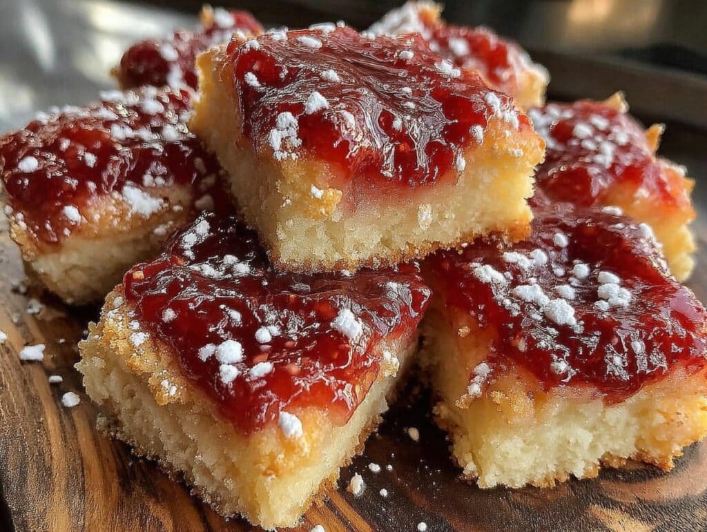 buttery raspberry shortbread bars - featured image