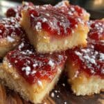 buttery raspberry shortbread bars - featured image