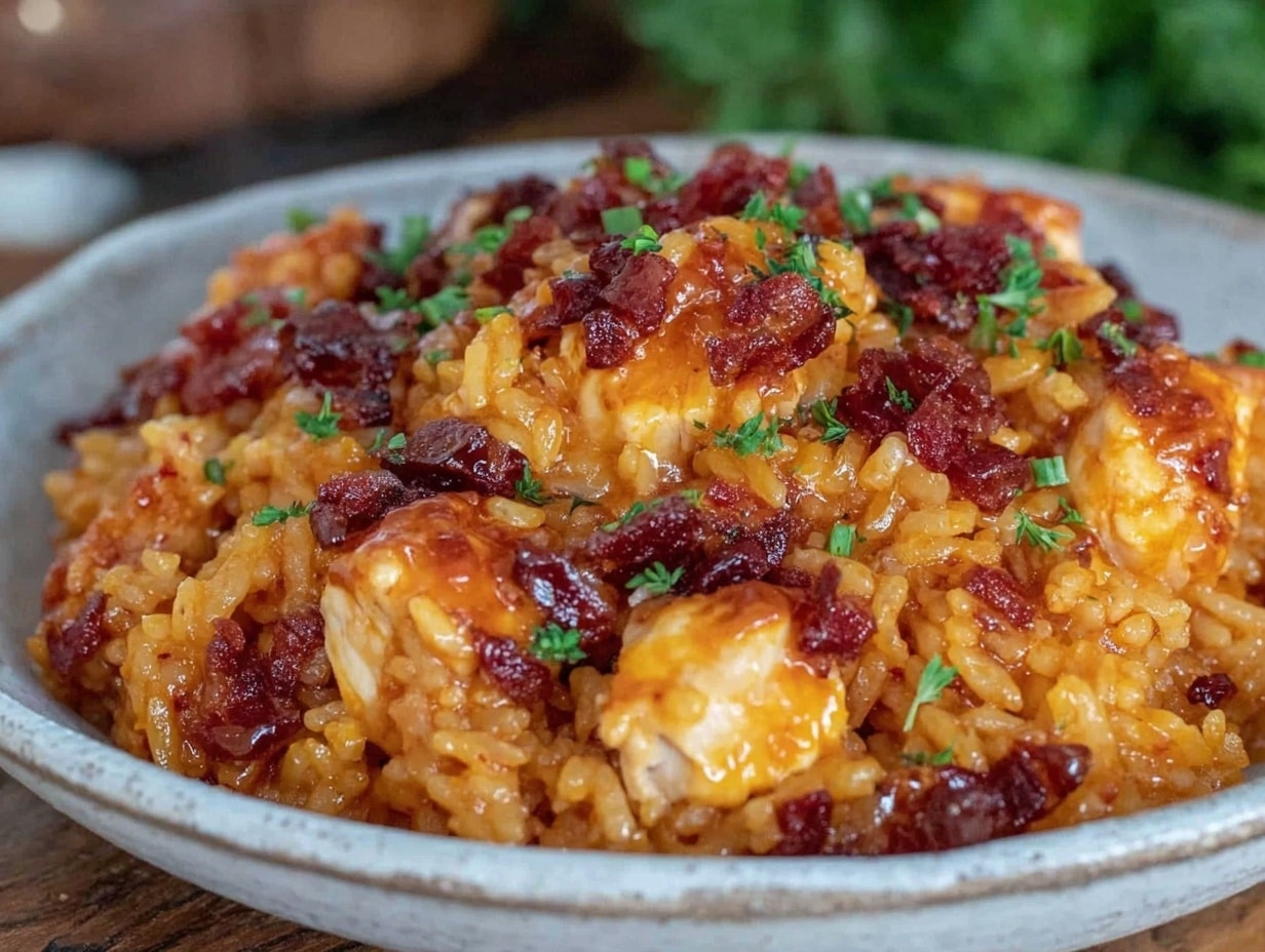 cheesy honey buffalo chicken chorizo rice preparation steps