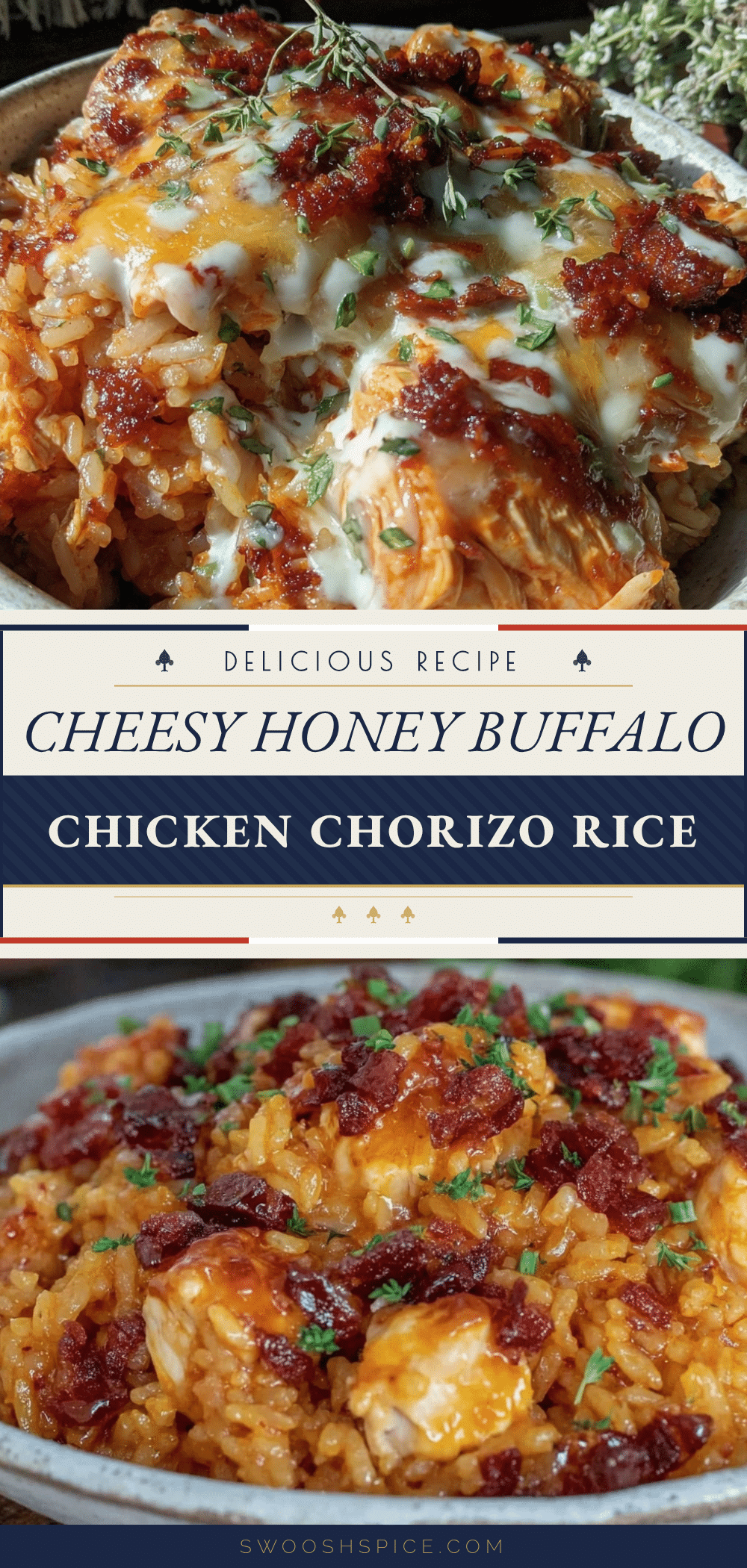 cheesy honey buffalo chicken chorizo rice recipe