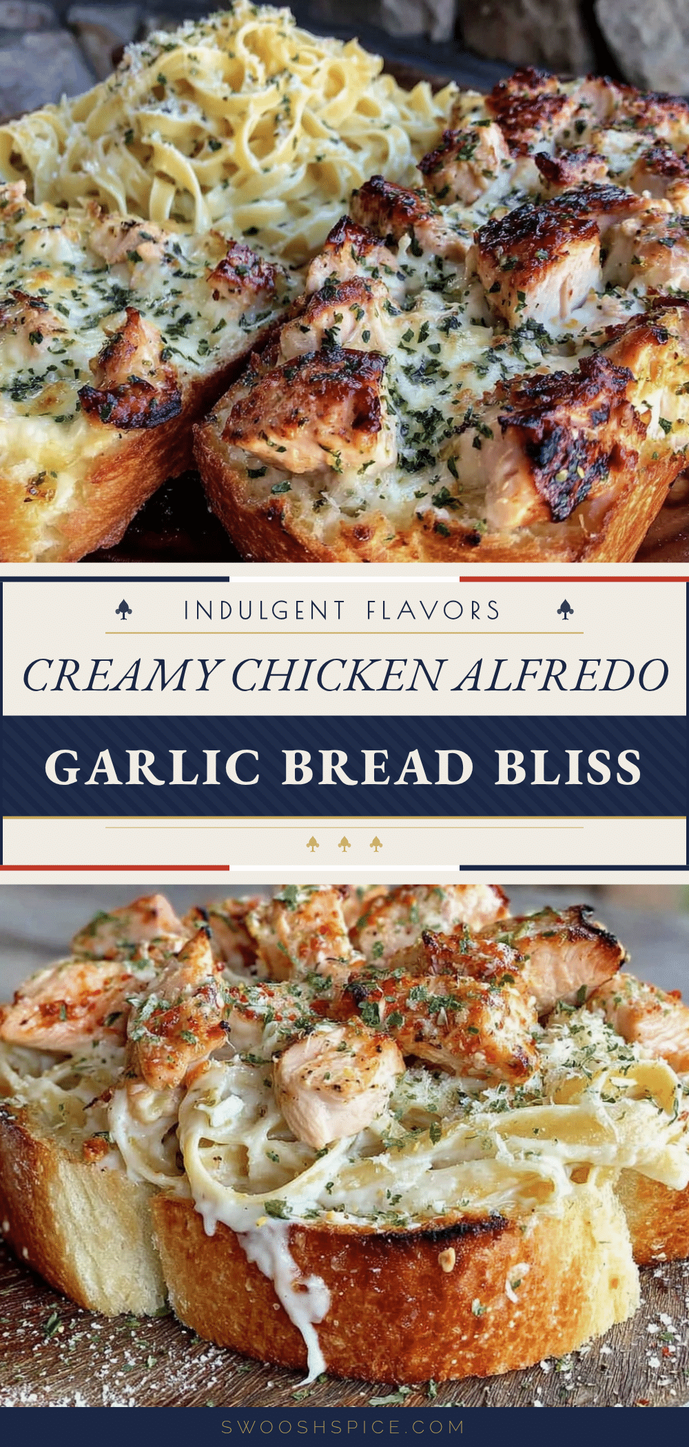 creamy chicken alfredo garlic bread recipe