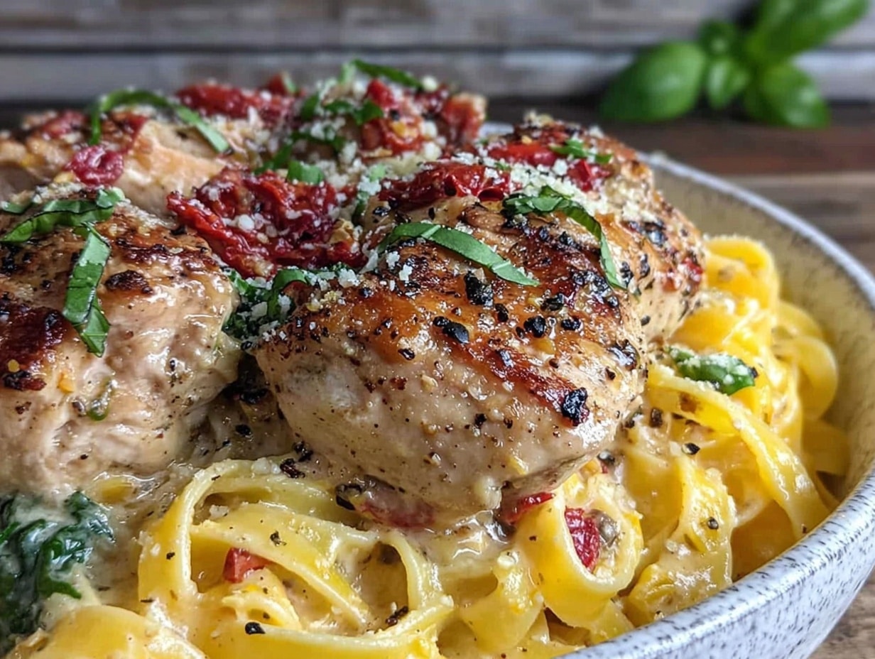 creamy tuscan chicken pasta preparation steps