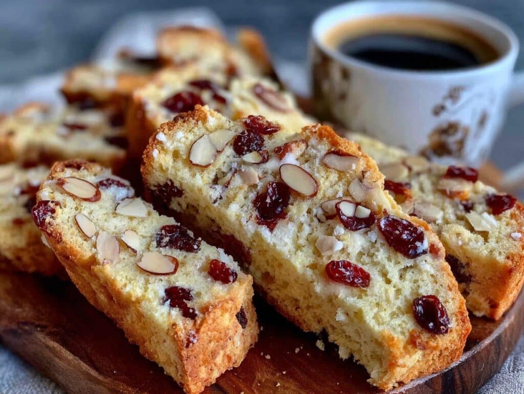 crispy cherry almond biscotti - featured image