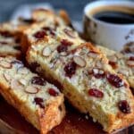 crispy cherry almond biscotti - featured image