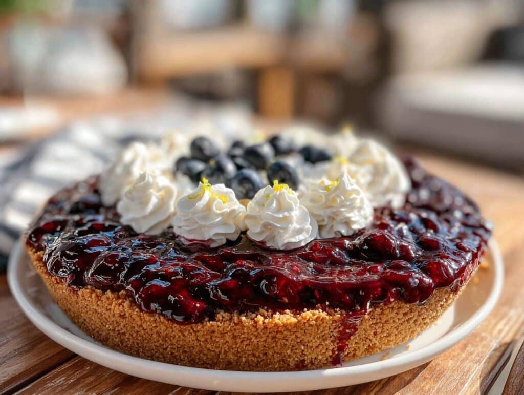 easy creamy no bake blueberry pie recipe - featured image