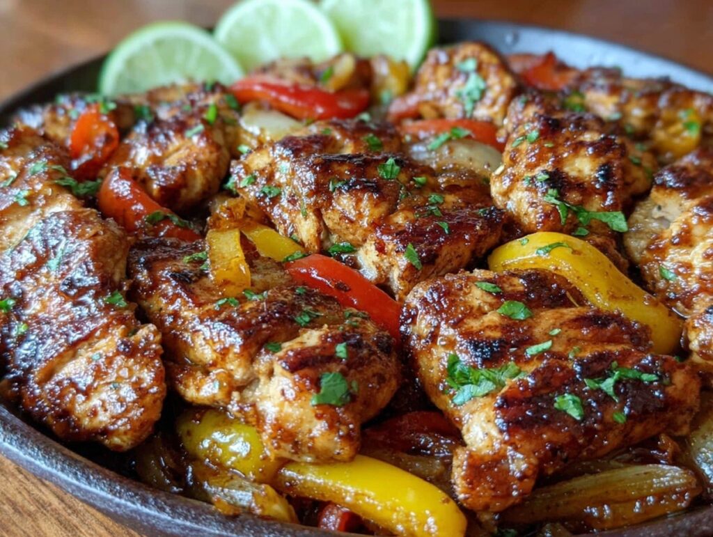 easy crispy chicken fajita tray bake - featured image