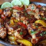 easy crispy chicken fajita tray bake - featured image