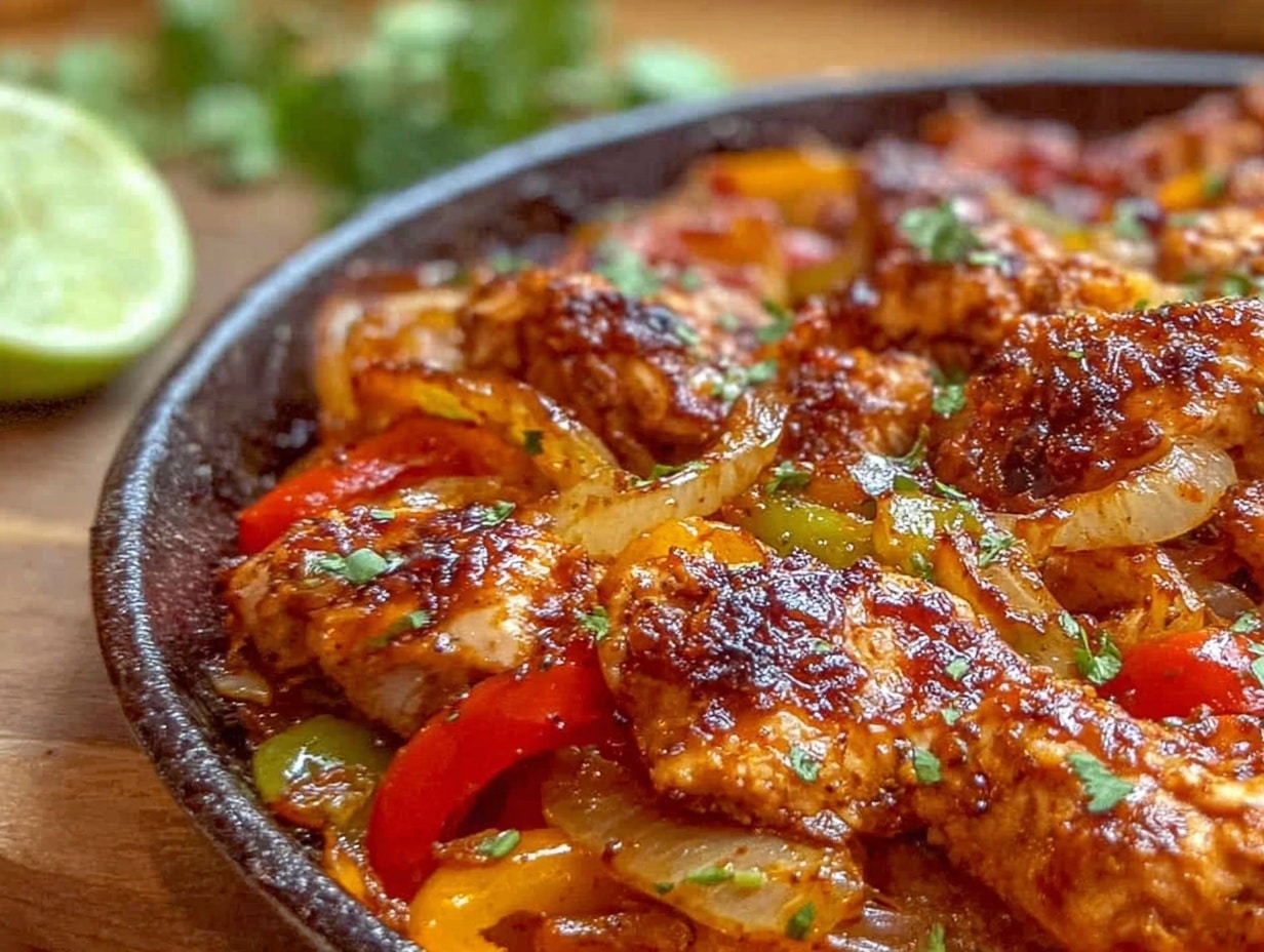easy crispy chicken fajita tray bake preparation steps