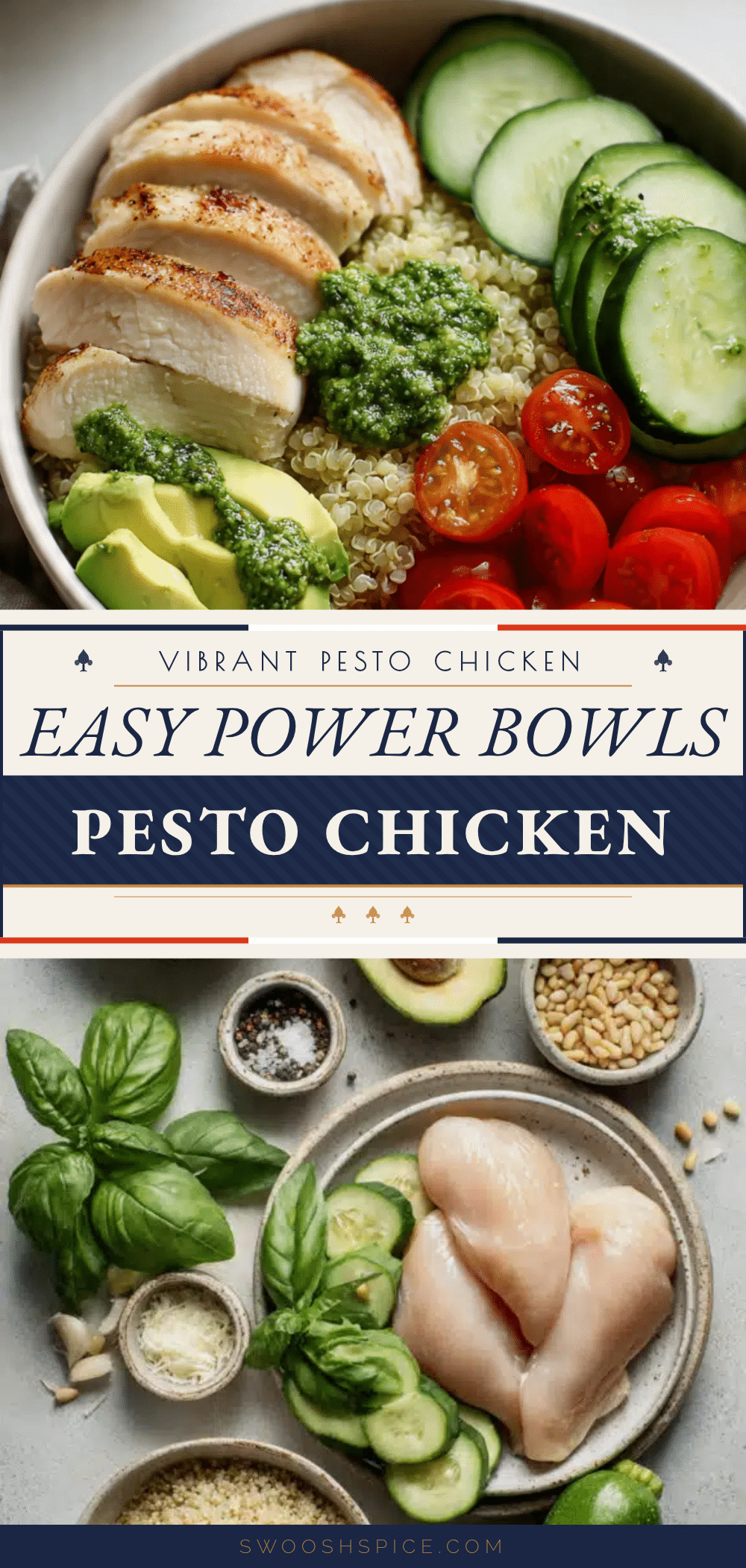 easy pesto chicken power bowls recipe