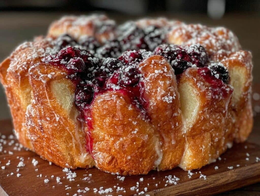 fluffy brioche blueberry pull apart bread - featured image