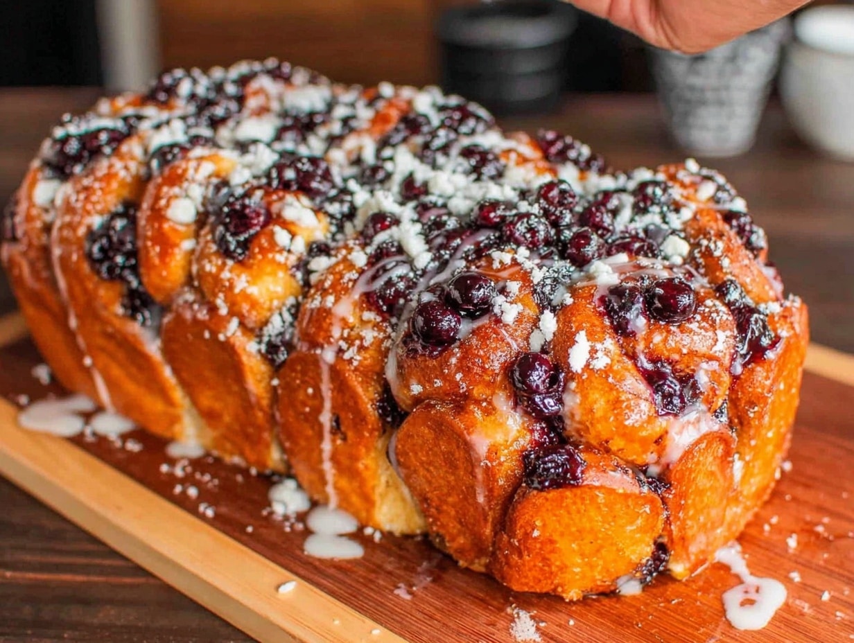 fluffy brioche blueberry pull apart bread preparation steps