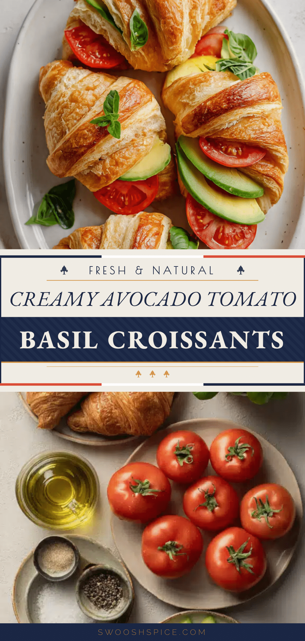 vegan tomato avocado basil breakfast croissants recipe