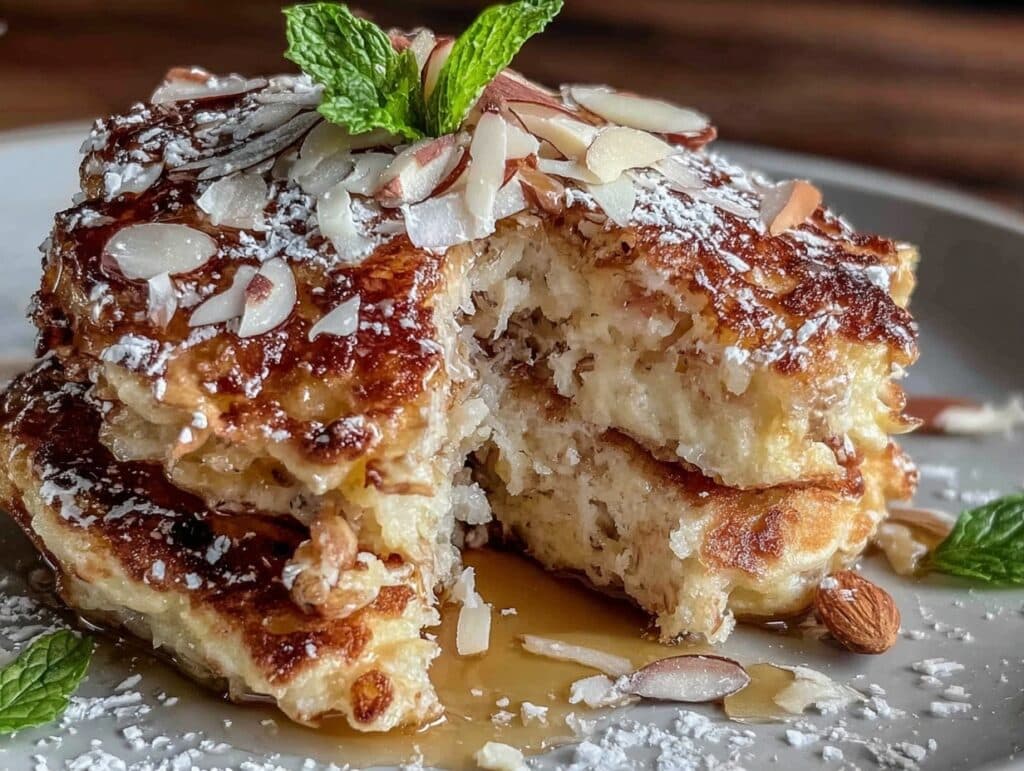 almond croissant protein pancakes - featured image