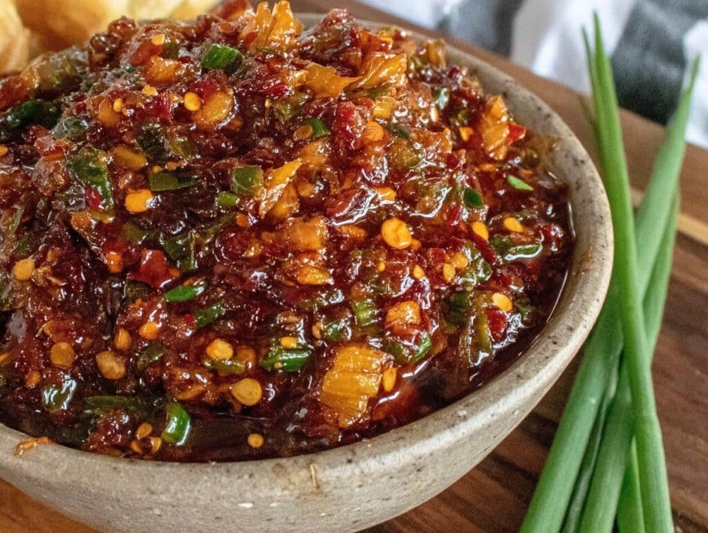 charred scallion and chili crisp dip - featured image