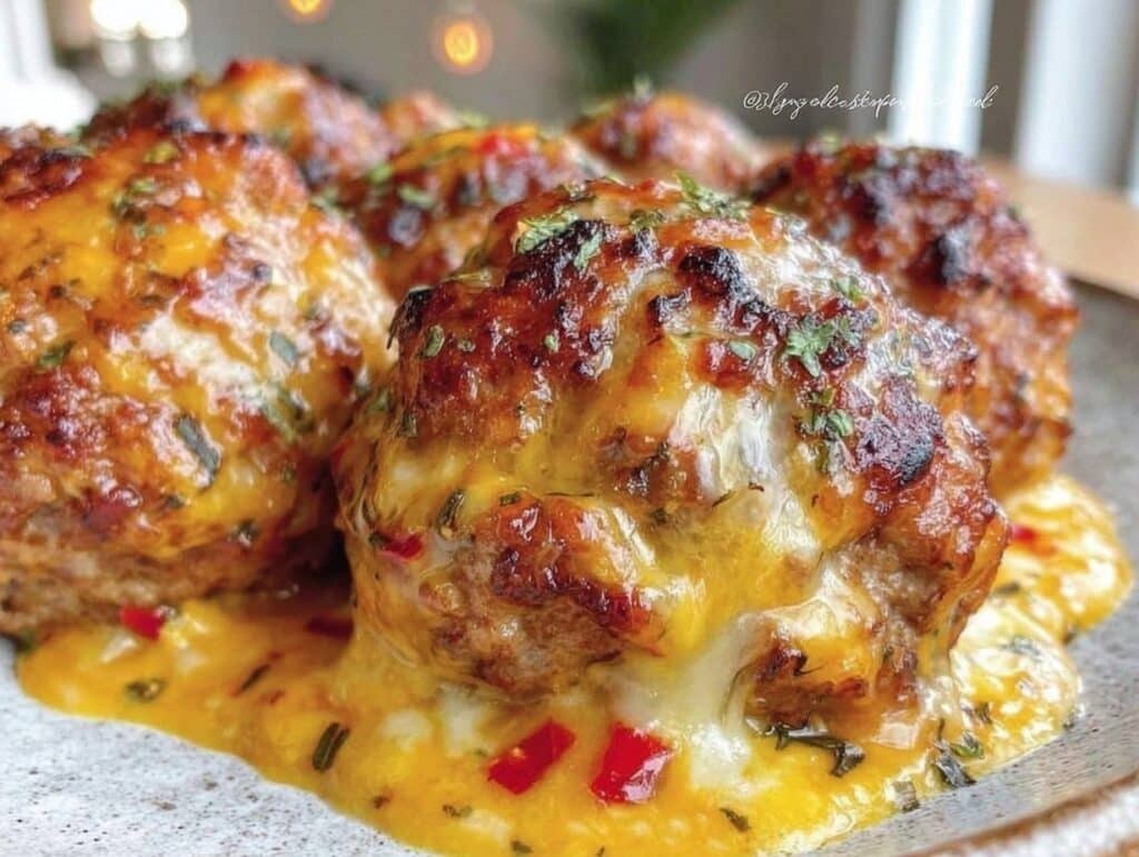 cheese stuffed meatballs - featured image