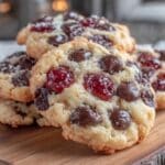 chewy maraschino cherry chocolate chip cookies - featured image