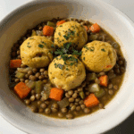 cozy lentils with fluffy dumplings - featured image