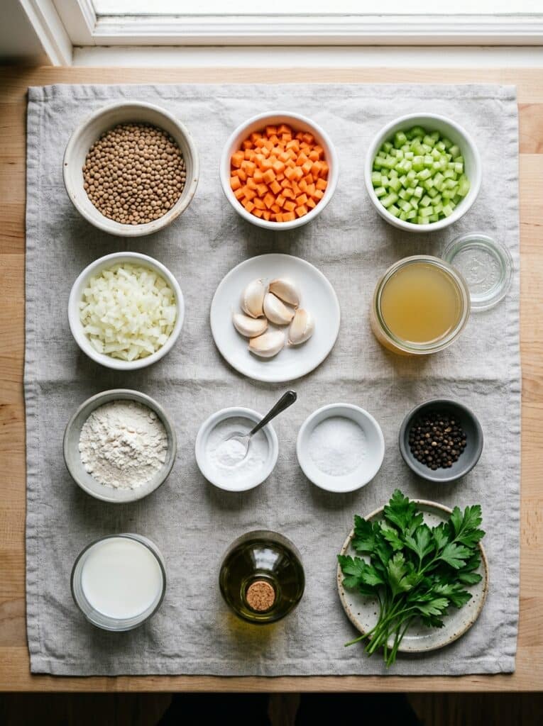 cozy lentils with fluffy dumplings preparation steps