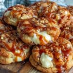 creamy caramel cheesecake cookies - featured image