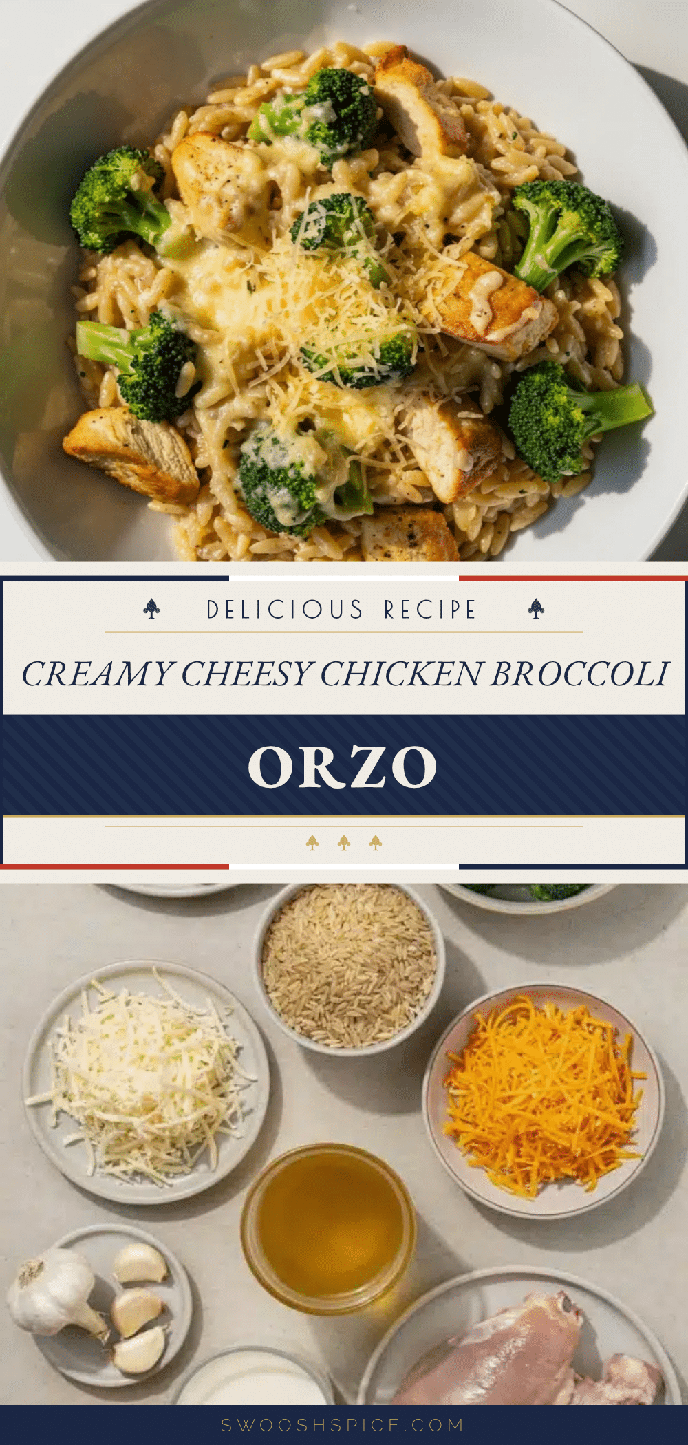 creamy cheesy chicken broccoli orzo recipe
