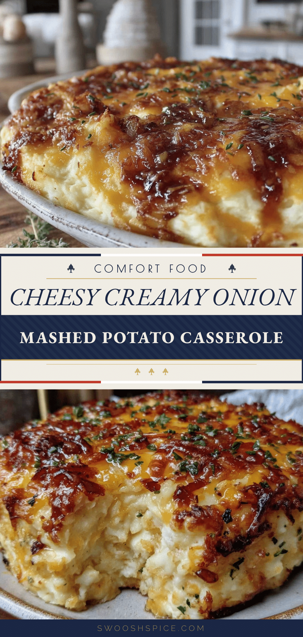 creamy cheesy onion mashed potato casserole recipe