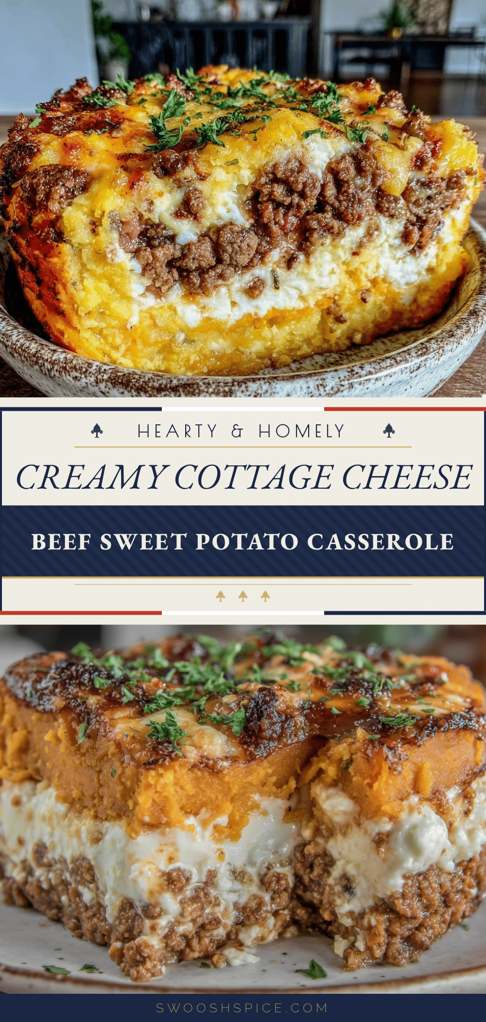 creamy cottage cheese ground beef sweet potato casserole recipe