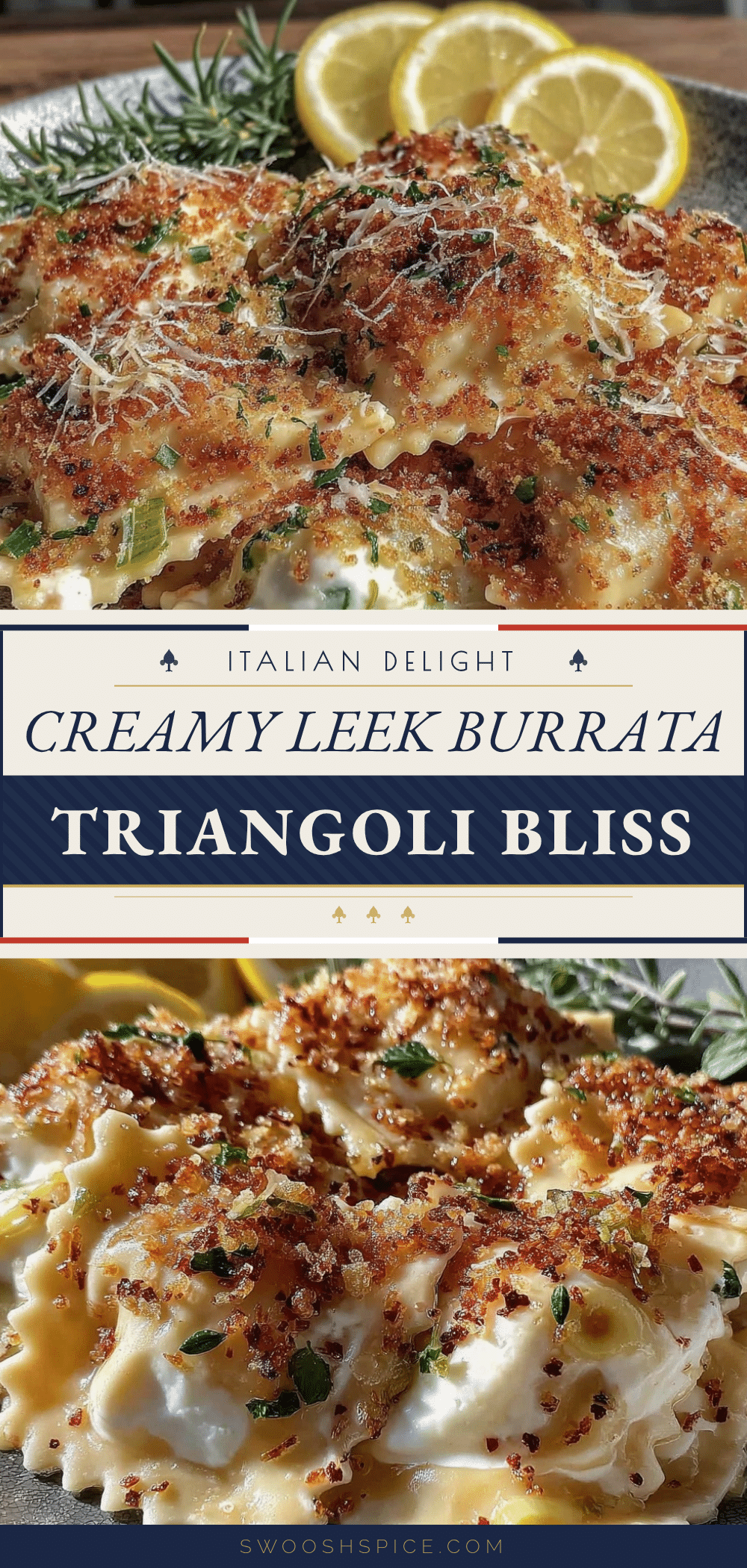 creamy leek burrata triangoli recipe