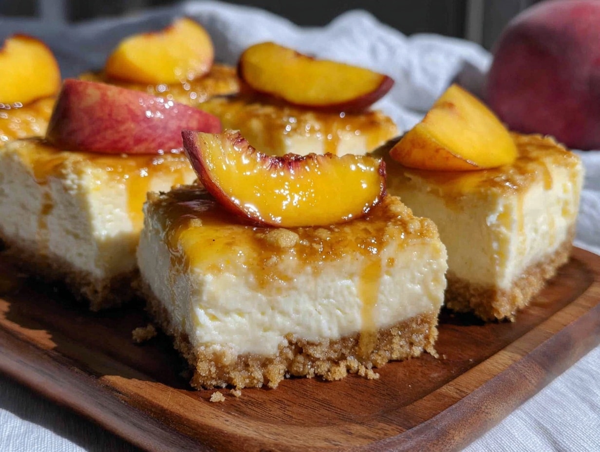 creamy peaches and cream cheesecake bars preparation steps