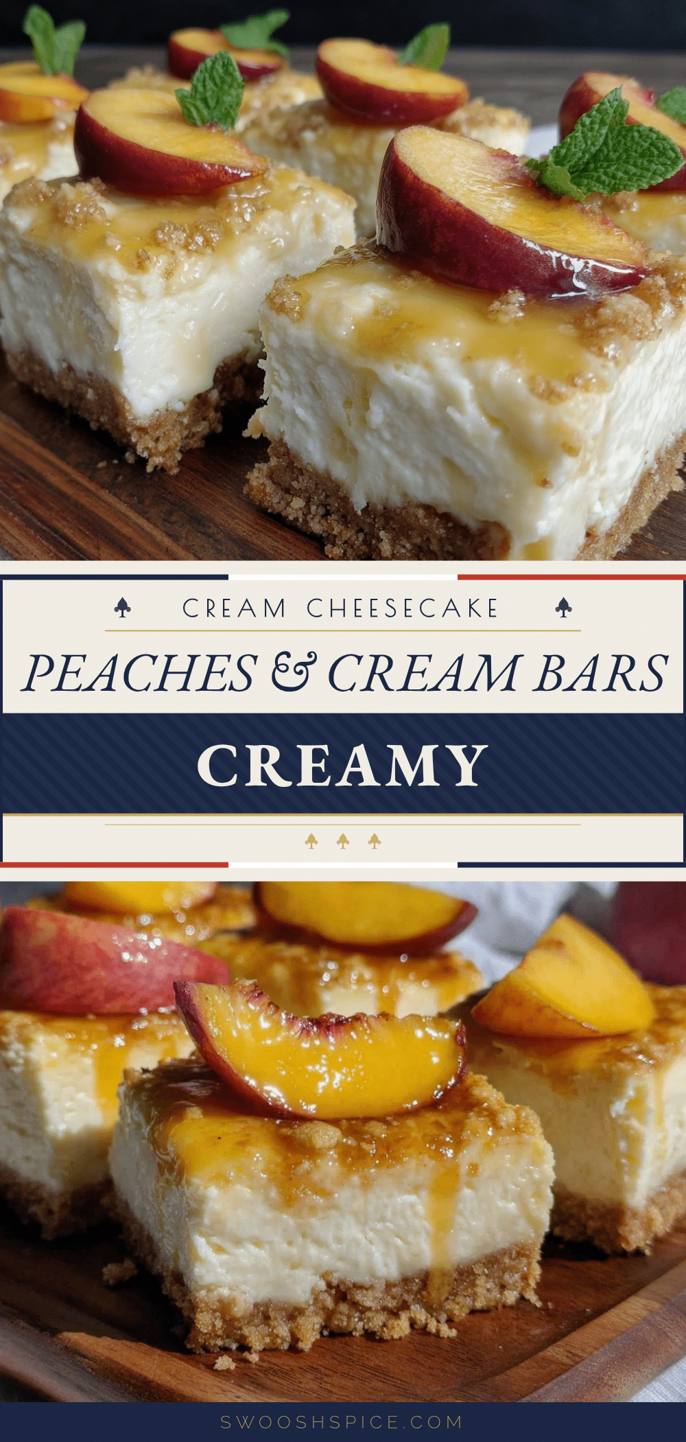 creamy peaches and cream cheesecake bars recipe