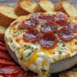 creamy pepperoni pizza cheese dip - featured image