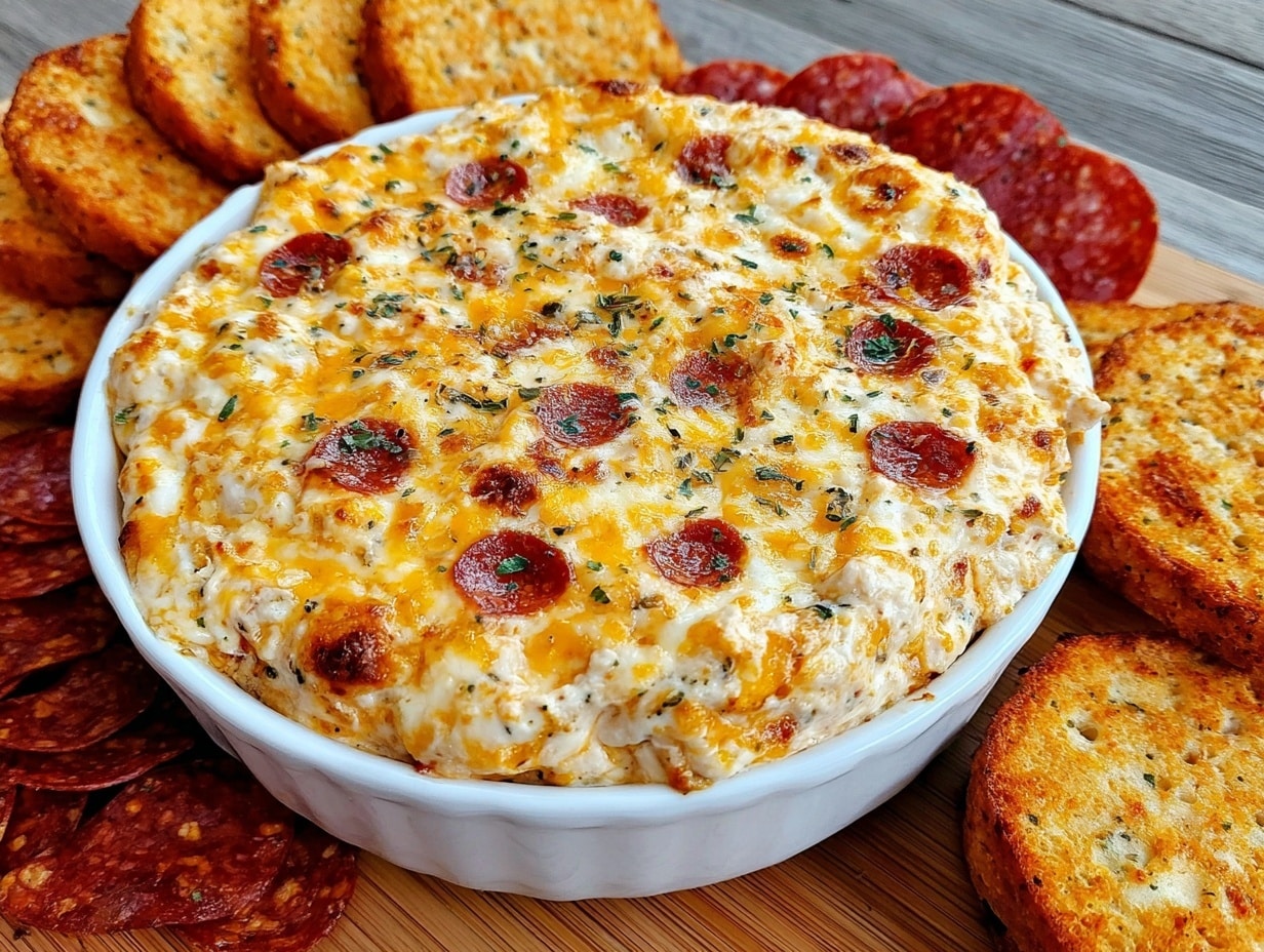 creamy pepperoni pizza cheese dip preparation steps