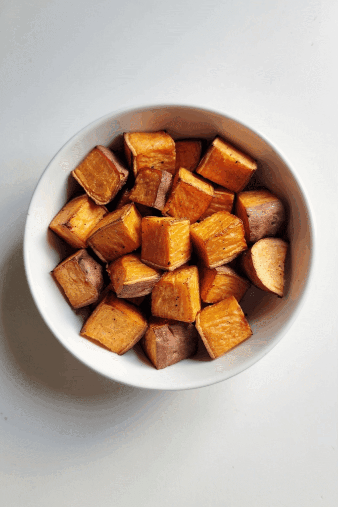 crispy air fryer sweet potato cubes - featured image