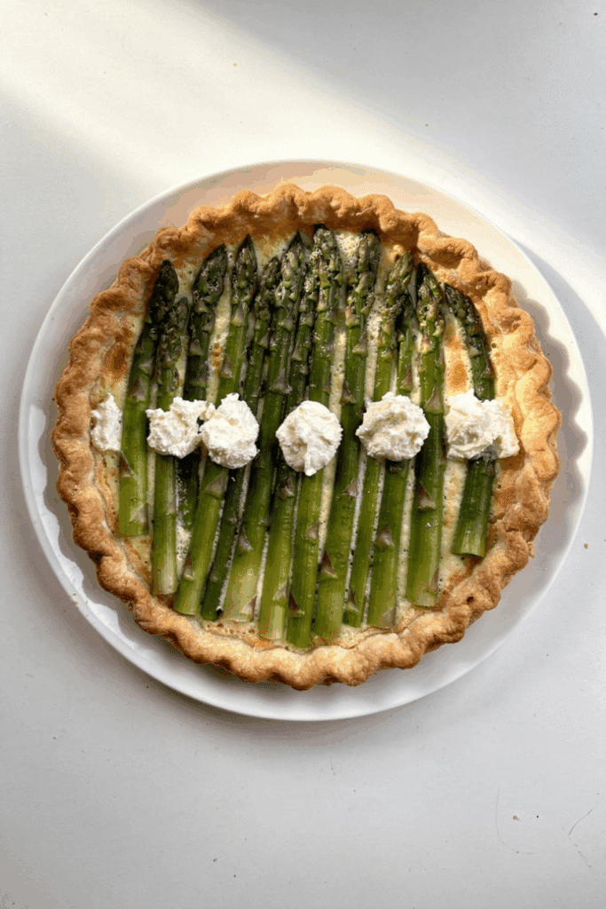 crispy asparagus goat cheese tart - featured image