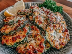 crispy lemon pepper parmesan zucchini - featured image