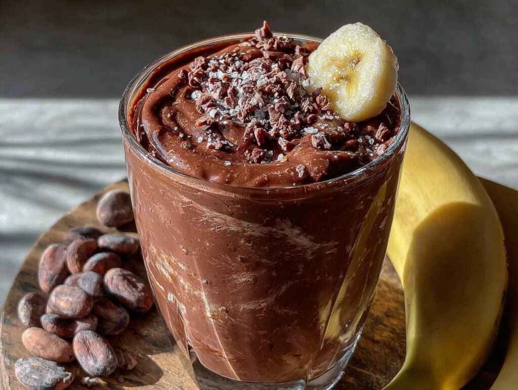 fresh raw chocolate banana shake - featured image