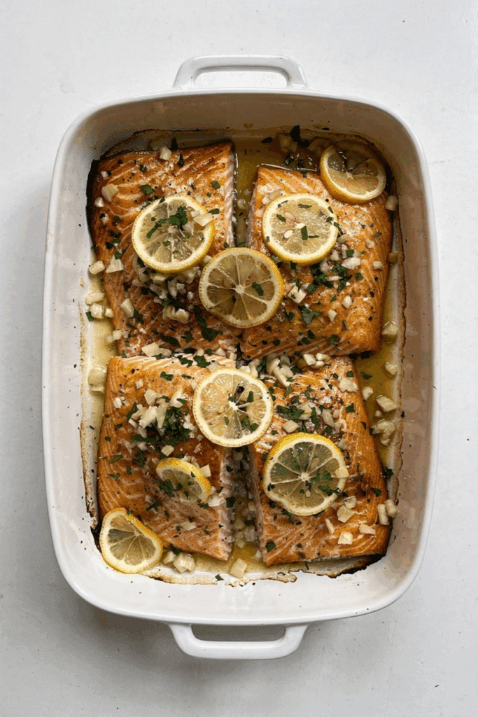 garlic butter ghee salmon bake - featured image