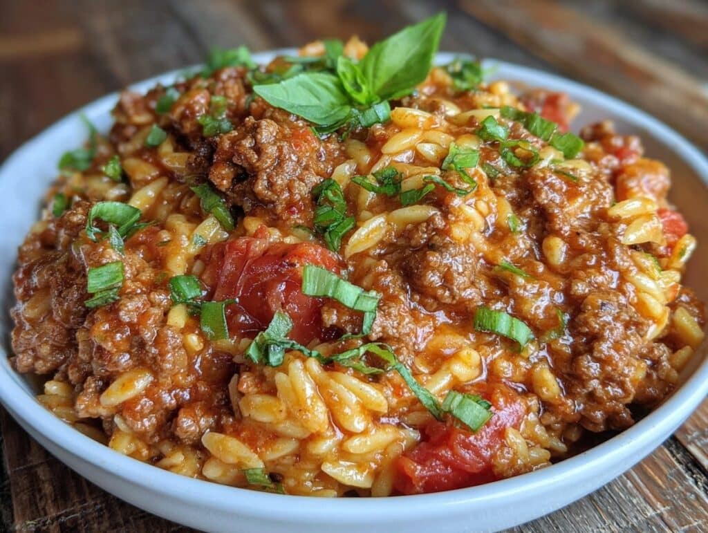 ground beef orzo greek manestra - featured image