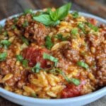ground beef orzo greek manestra - featured image