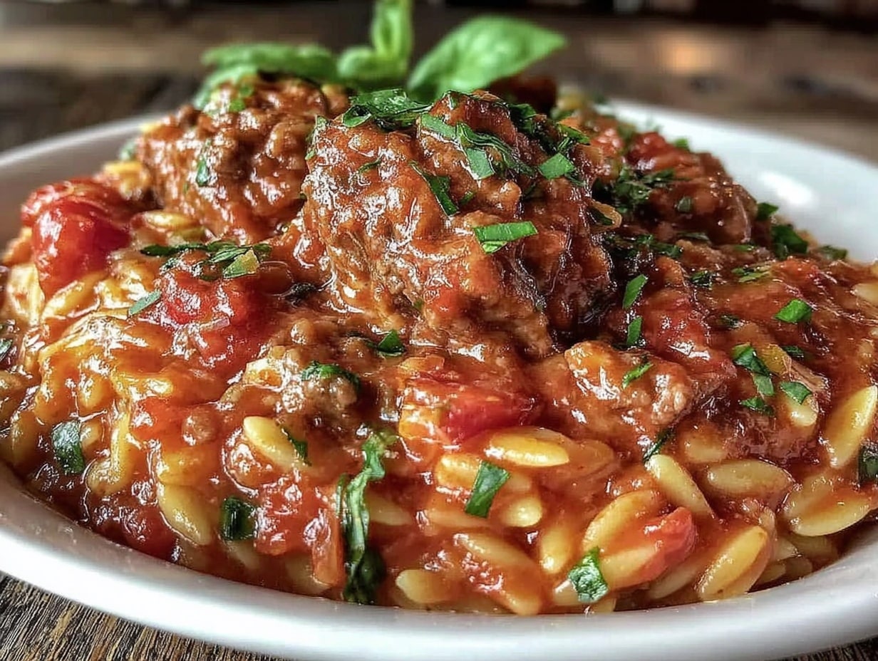 ground beef orzo greek manestra preparation steps